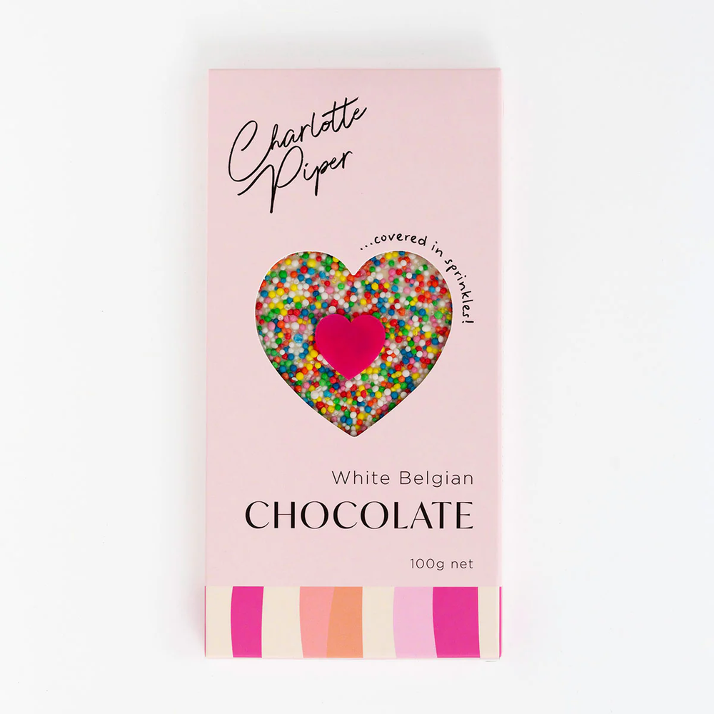 Charlotte Piper White Belgian Chocolate with Sprinkles (100g Bar)