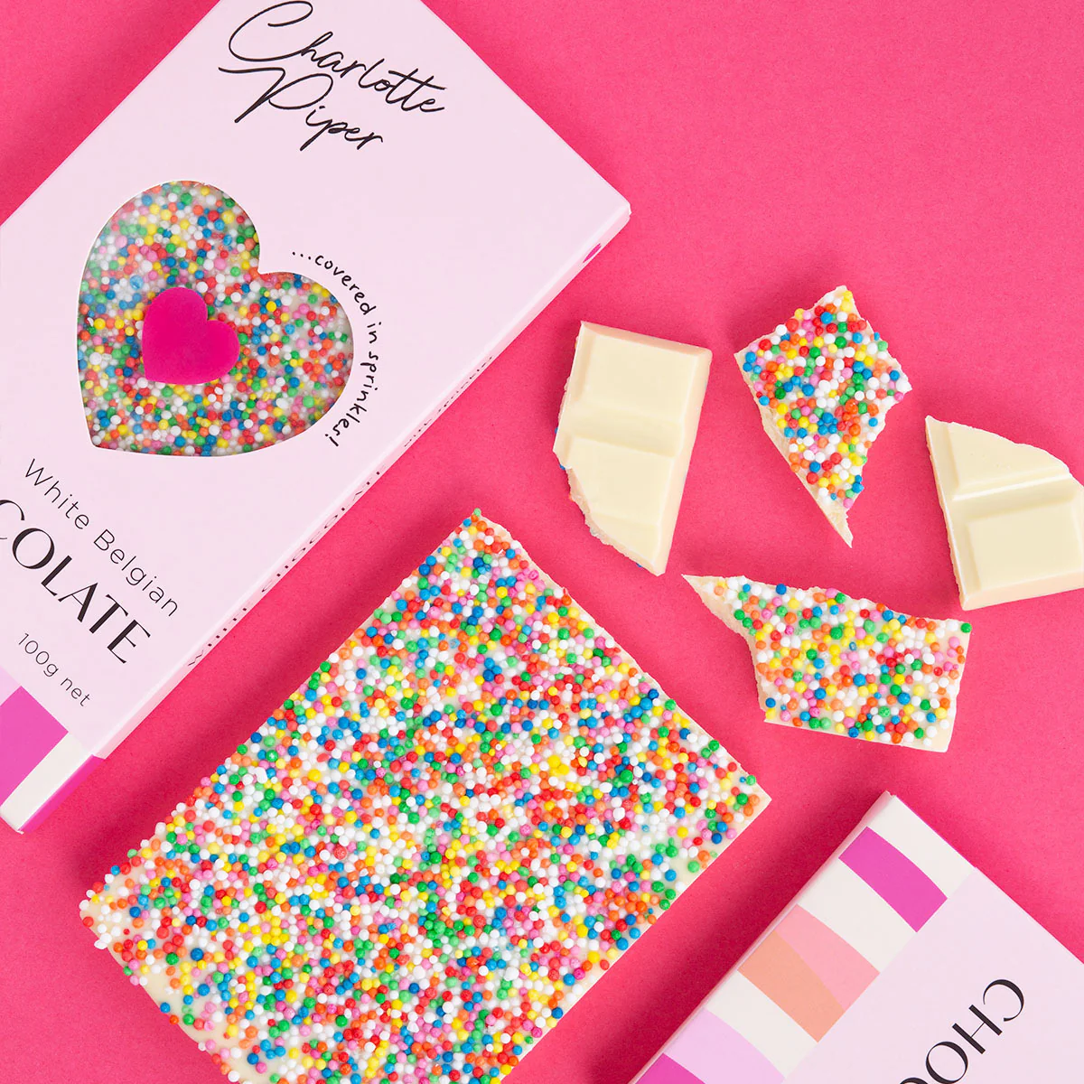 Charlotte Piper White Belgian Chocolate with Sprinkles (100g Bar) — view 2
